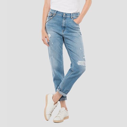 Снимка на REPLAY WOMEN'S REPLAY ROSE LABEL HIGH WAIST TAPERED FIT KILEY JEANS