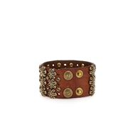 Снимка на CAMPOMAGGI WOMEN'S BRACELET LOIRA IN COGNAC LEATHER WITH STUDS AND STRASS