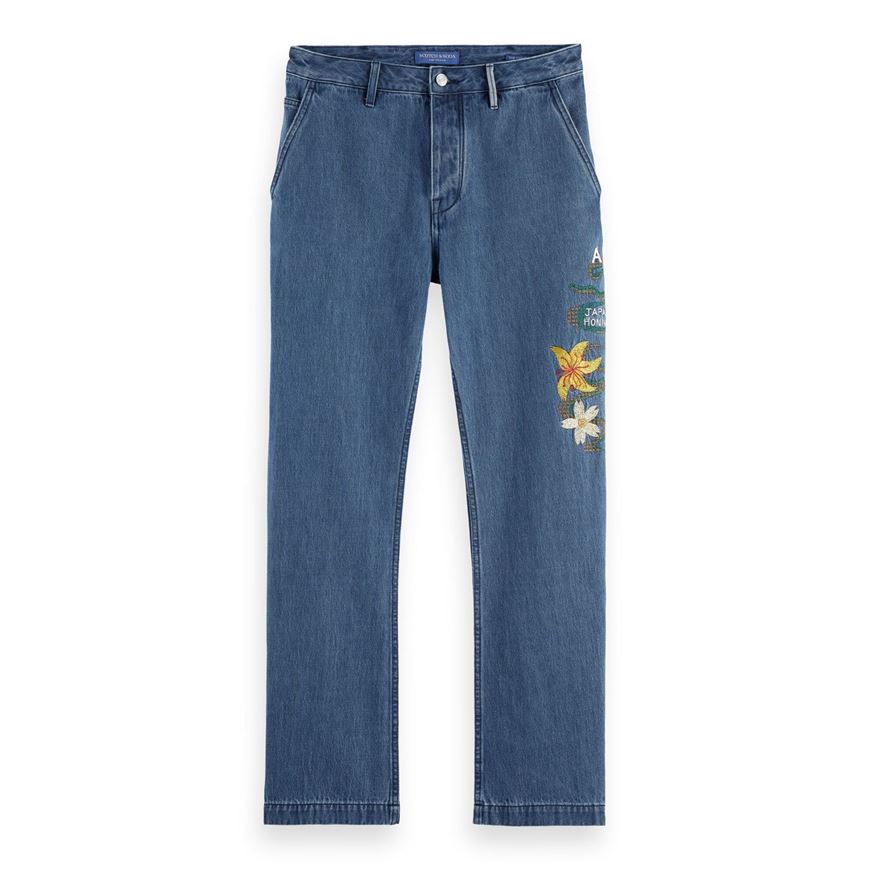 Снимка на SCOTCH&SODA MEN'S SAKURA - THE VERVE DENIM PANT WITH ARTWORK DETAILS