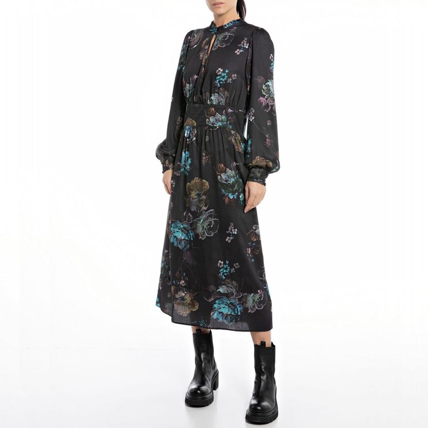 Снимка на REPLAY WOMEN'S LONG VISCOSE DRESS WITH ALL-OVER FLORAL PRINT
