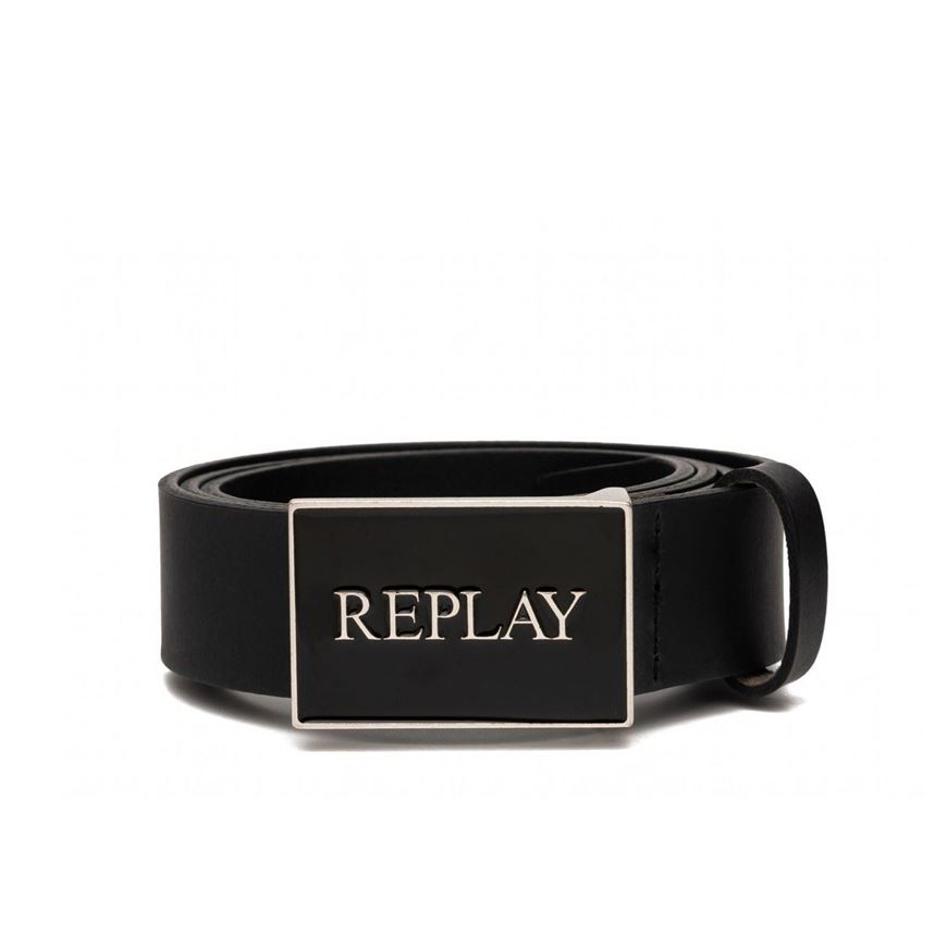 Снимка на REPLAY MEN'S CRUST LEATHER BELT WITH LOGO BUCKLE