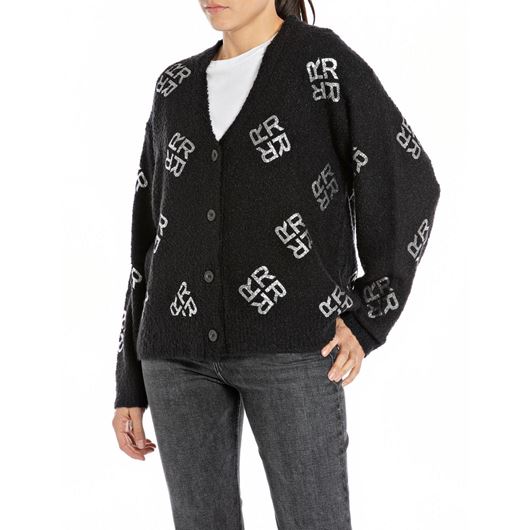 Снимка на REPLAY WOMEN'S OVERSIZED CARDIGAN IN WOOL BLEND WITH ALL-OVER FOIL
