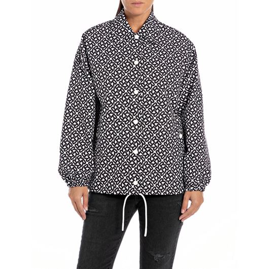 Снимка на REPLAY WOMEN'S BOXY JACKET IN OXFORD FABRIC WITH ALL-OVER PRINT