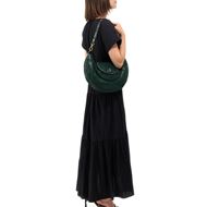 Снимка на CAMPOMAGGI WOMEN'S SHOULDER BAG DALIA IN BOTTLE GREEN LEATHER WITH THREADING