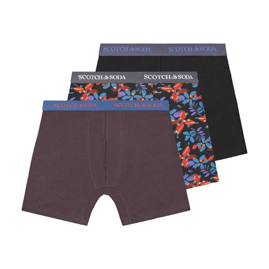 Снимка на SCOTCH&SODA MEN'S 3-PACK MENS COTTON STRETCH BOXER BRIEF UNDERWEAR - 2 SOLIDS & 1 PRINT