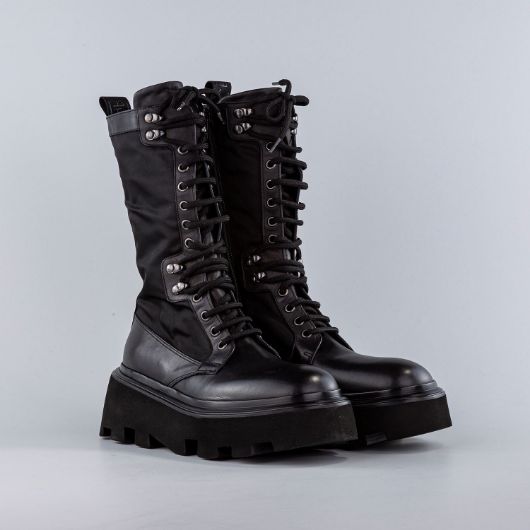 Снимка на ELENA IACHI WOMEN'S BLACK LACED LEATHER BOOTS