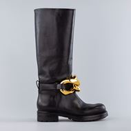 Снимка на ELENA IACHI WOMEN'S BLACK LEATHER BOOTS GOLD CHAIN