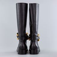 Снимка на ELENA IACHI WOMEN'S BLACK LEATHER BOOTS GOLD CHAIN