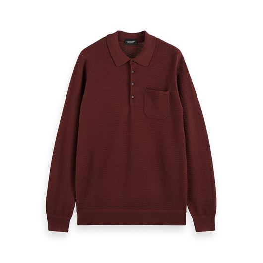 Снимка на SCOTCH&SODA MEN'S KNITTED LONG-SLEEVE POLO CONTAINS RECYCLED POLYESTER