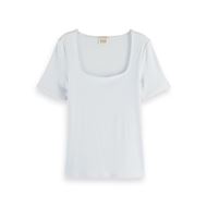 Снимка на SCOTCH&SODA WOMEN'S FITTED RIBBED SCOOP-NECK T-SHIRT