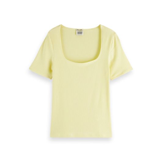 Снимка на SCOTCH&SODA WOMEN'S FITTED RIBBED SCOOP-NECK T-SHIRT