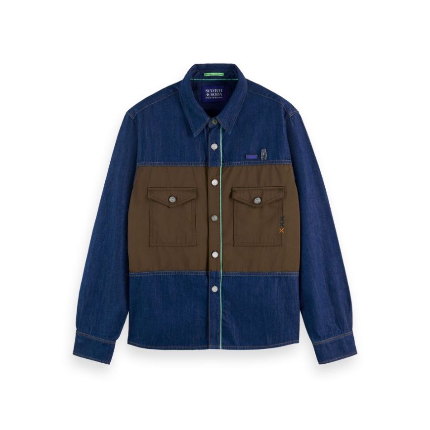 Снимка на SCOTCH&SODA MEN'S DENIM OVERSHIRT WITH NYLON MILITARY CONTRAST PANELS