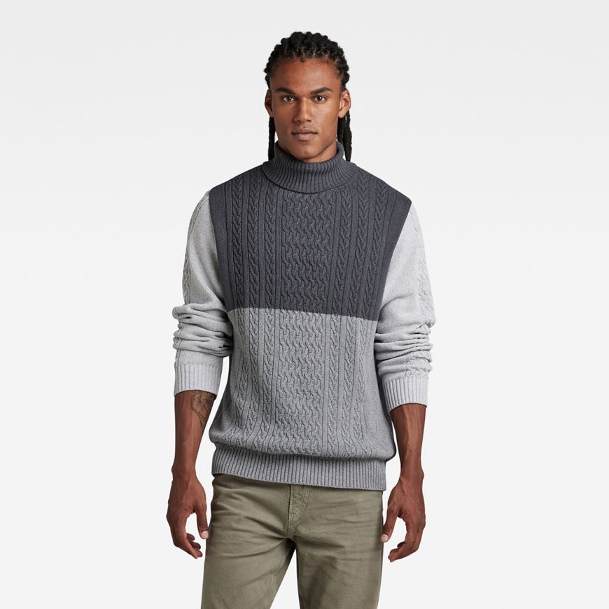 Снимка на G-STAR RAW MEN'S CABLE COLOR BLOCK LOOSE TURTLE KNIT