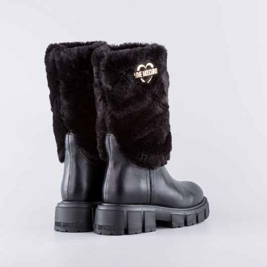 Снимка на LOVE MOSCHINO WOMEN'S CALF SKIN AND ECO FUR WINTER TASSEL BOOTS