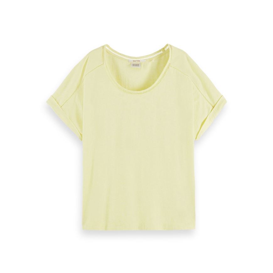 Снимка на SCOTCH&SODA WOMEN'S SCOOP-NECK LADDER TAPE T-SHIRT