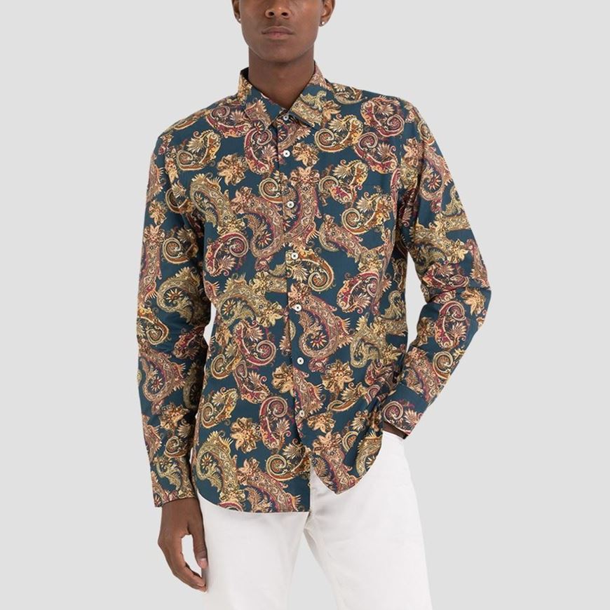 Снимка на REPLAY MEN'S POPLIN PAISLEY SHIRT WITH POCKET