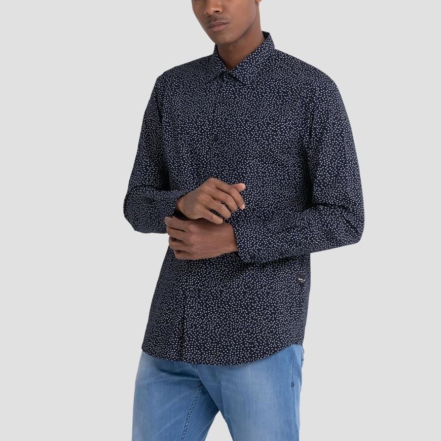 Снимка на REPLAY MEN'S POPLIN SHIRT WITH MICRO FLOWERS PRINT