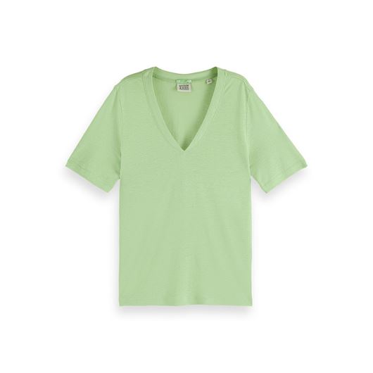 Снимка на SCOTCH&SODA WOMEN'S SOFT V-NECK LINEN T-SHIRT