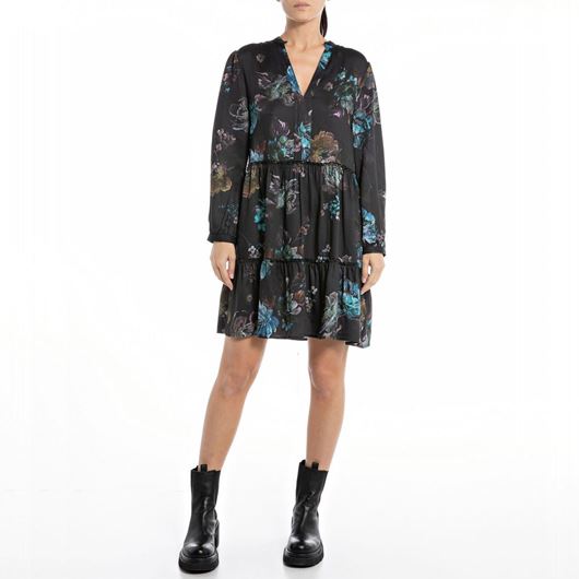 Снимка на REPLAY WOMEN'S VISCOSE SHIRT-DRESS WITH ALL-OVER FLORAL PRINT