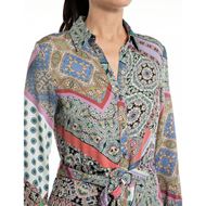 Снимка на REPLAY WOMEN'S LONG VISCOSE SHIRT DRESS WITH ALL-OVER PRINT