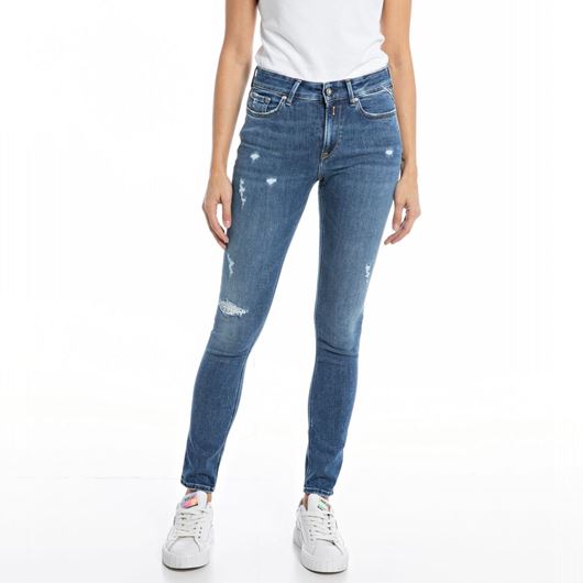 Снимка на REPLAY WOMEN'S SKINNY FIT NEW LUZ BROKEN EDGE JEANS