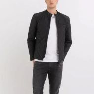 Picture of REPLAY MEN'S FULL-ZIP QUILTED JACKET IN BLACK 1