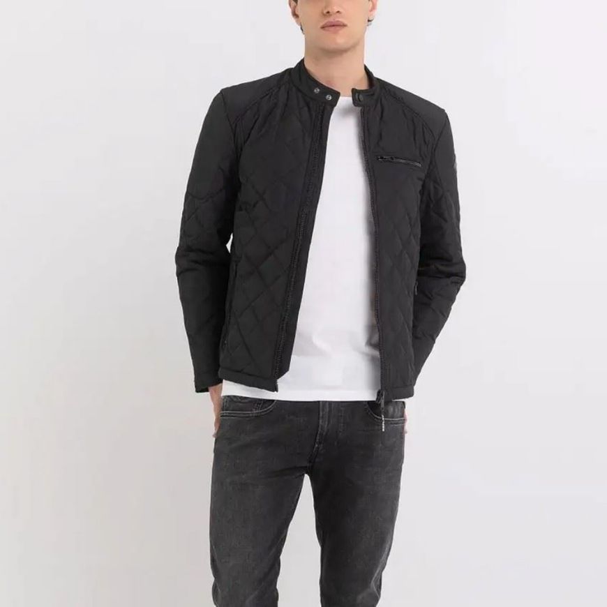Picture of REPLAY MEN'S FULL-ZIP QUILTED JACKET IN BLACK