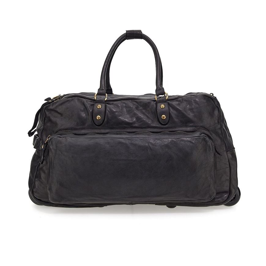 Снимка на CAMPOMAGGI TROLLEY DUFFLE BAG IN BLACK LEATHER TOKIO