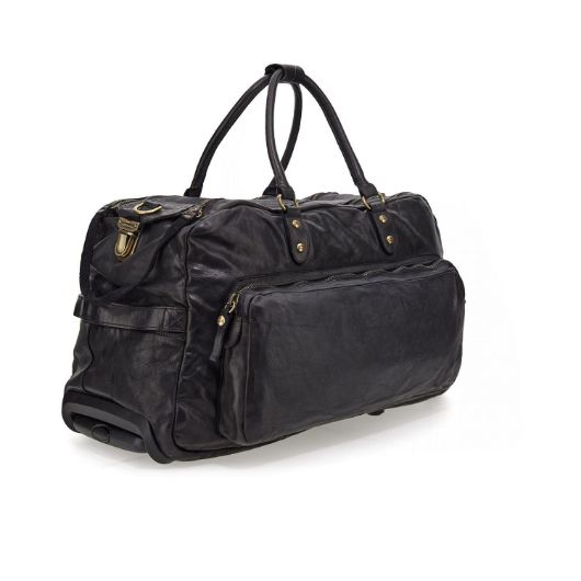 Снимка на CAMPOMAGGI TROLLEY DUFFLE BAG IN BLACK LEATHER TOKIO