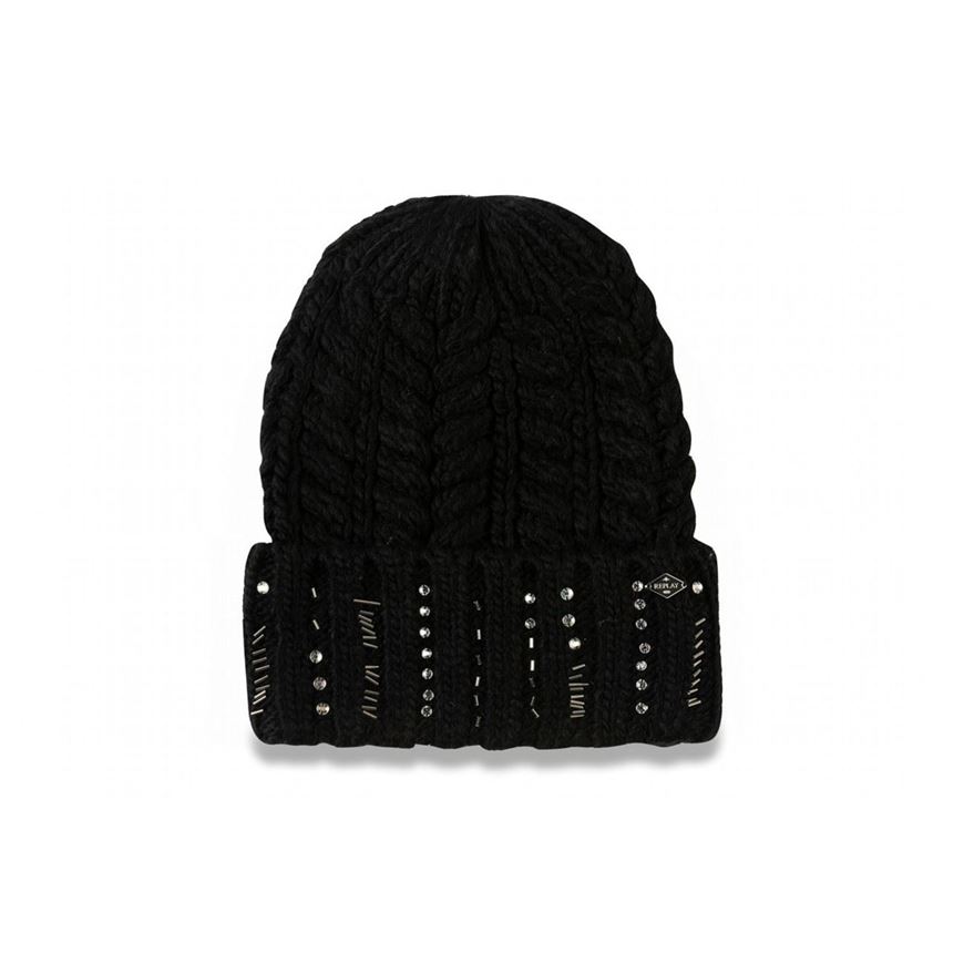 Снимка на REPLAY WOMEN'S BEANIE WITH TURN-UP WITH RHINESTONES