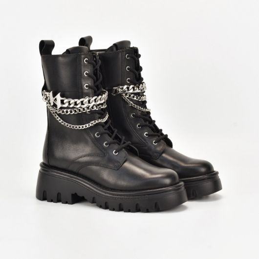 Снимка на KARL LAGERFELD WOMEN'S KOMBAT KC HI LACE CHAIN BOOTS