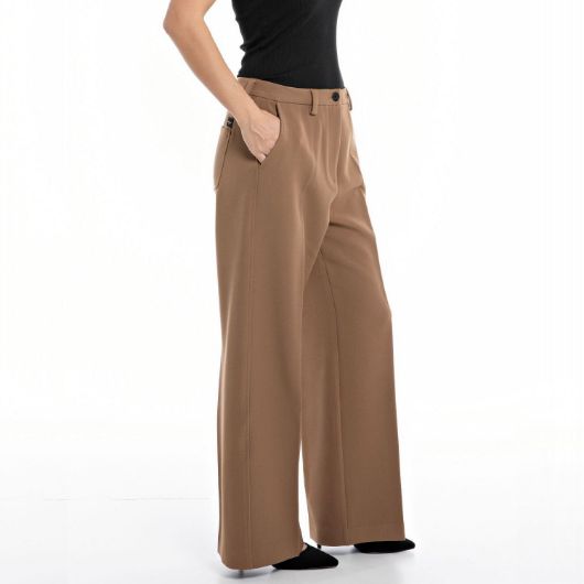 Снимка на REPLAY WOMEN'S SOLID-COLOURED STRAIGHT FIT TROUSERS