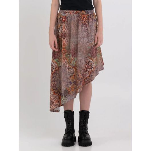 Снимка на REPLAY WOMEN'S ASYMMETRIC SKIRT WITH ARABESQUE PRINT