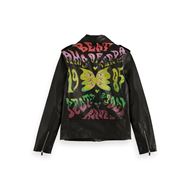 Снимка на SCOTCH&SODA MEN'S PLACEMENT PRINT LEATHER BIKER JACKET