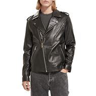 Снимка на SCOTCH&SODA MEN'S PLACEMENT PRINT LEATHER BIKER JACKET