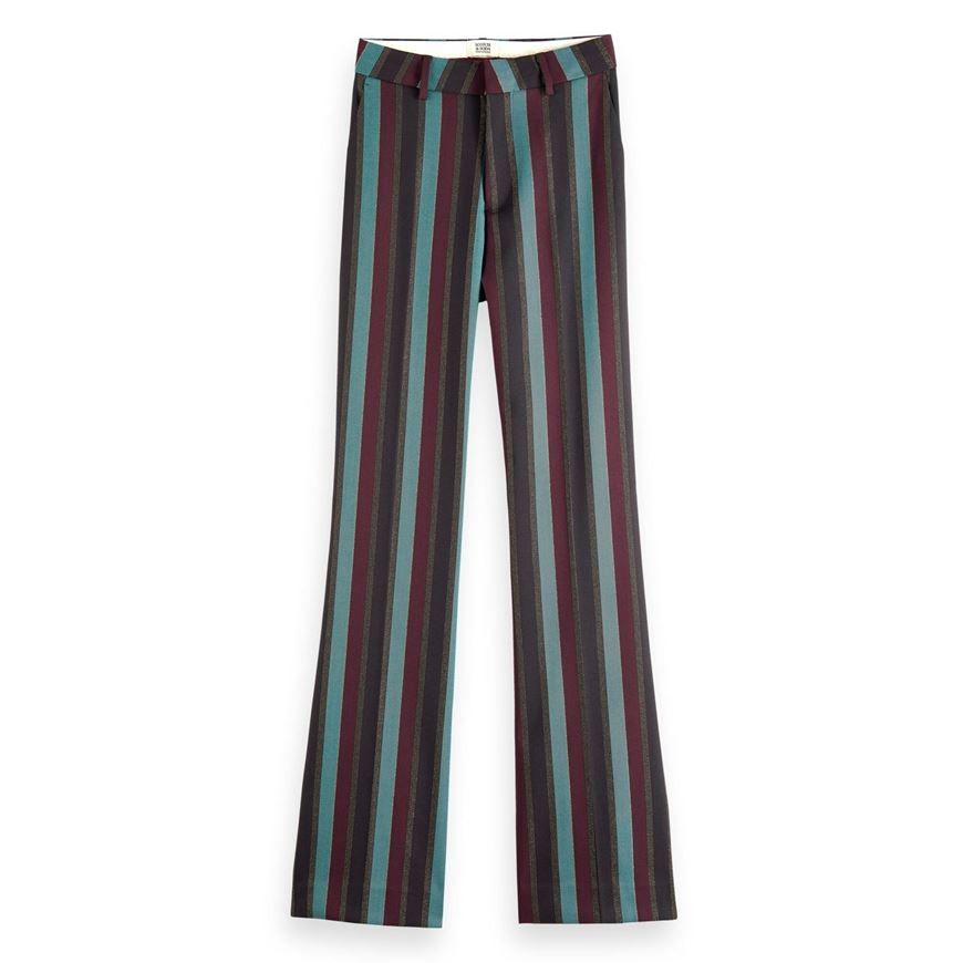 Снимка на SCOTCH&SODA WOMEN'S VIOLET-GLITTER STRIPE HIGH RISE FLARE PANT