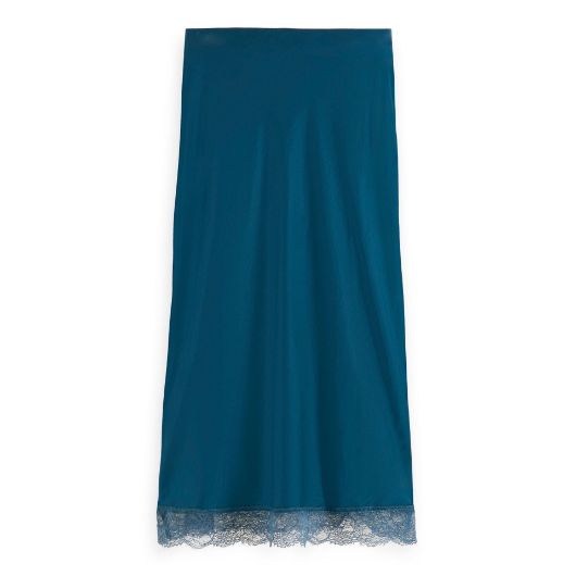 Снимка на SCOTCH&SODA WOMEN'S SATIN HIGH RISE MIDI SKIRT WITH LACE DETAIL