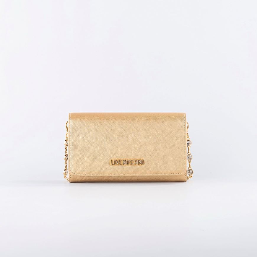 Снимка на LOVE MOSCHINO WOMEN'S LAMINATED SAFFIANO WALLET WITH CHAIN