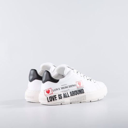 Снимка на LOVE MOSCHINO WOMEN'S BOLD LOVE CALFSKIN SNEAKERS WITH PRINT