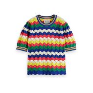 Снимка на SCOTCH&SODA WOMEN'S WAVE STITCH KNITTED SHORT SLEEVE PULLOVER