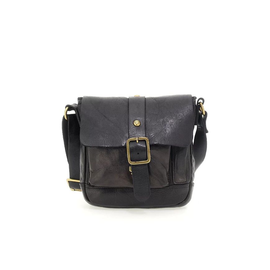 Снимка на CAMPOMAGGI CROSSBODY BAG BERLINO IN BLACK LEATHER