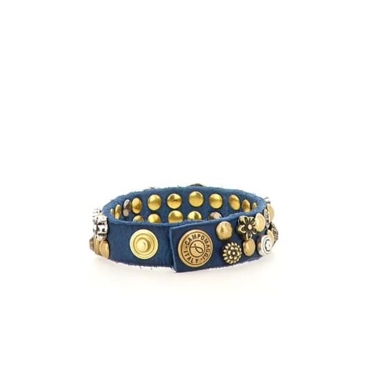 Снимка на CAMPOMAGGI WOMEN'S BRACELET KURA IN BLUE SAPPHIRE LEATHER WITH STUDS