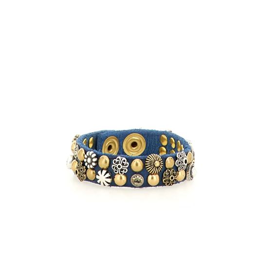 Снимка на CAMPOMAGGI WOMEN'S BRACELET KURA IN BLUE SAPPHIRE LEATHER WITH STUDS