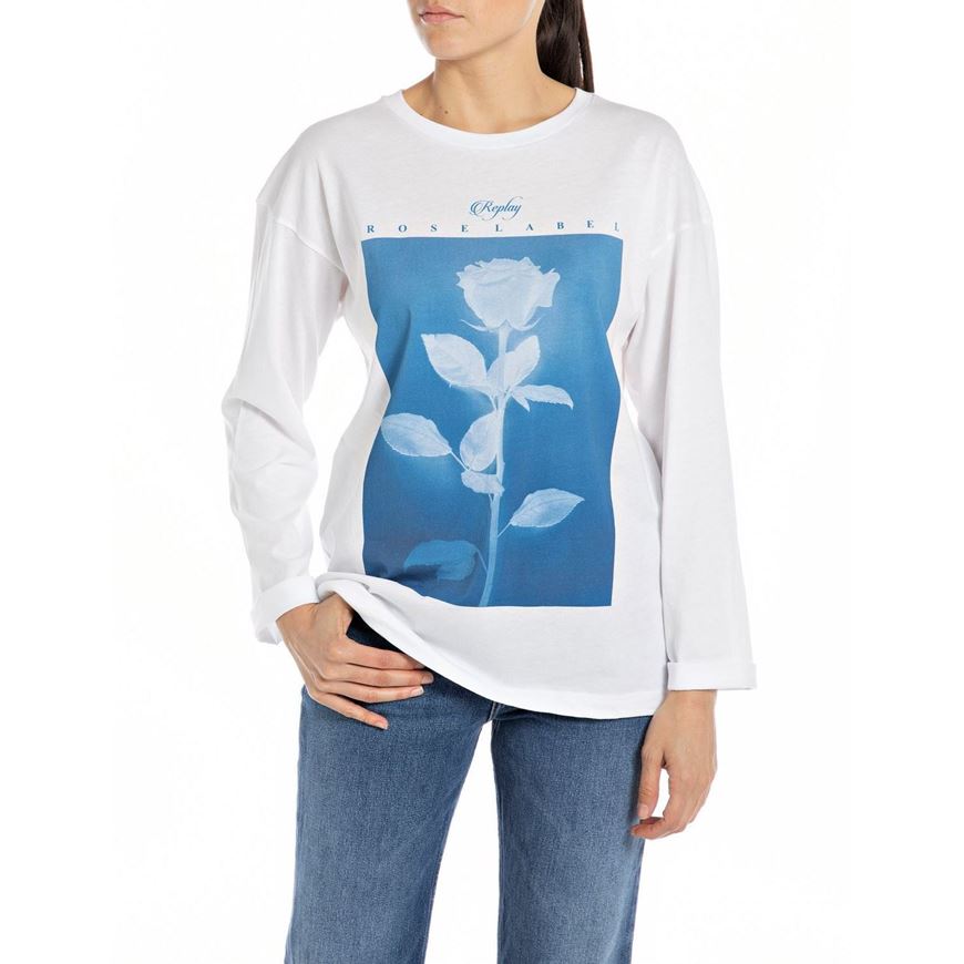 Снимка на REPLAY WOMEN'S ROSE LABEL LONG-SLEEVED JERSEY T-SHIRT