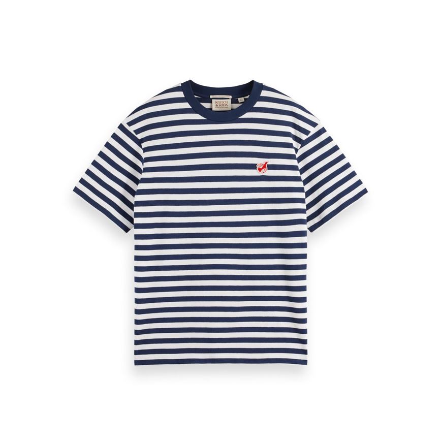 Снимка на SCOTCH&SODA MEN'S CORE - THE FREE SPIRIT PEACE BIRD STRIPED T-SHIRT