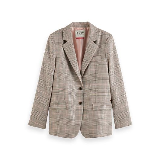 Снимка на SCOTCH&SODA WOMEN'S SEQUIN PRINCE OF WALES CHECK BOYFRIEND SINGLE-BREASTED BLAZER