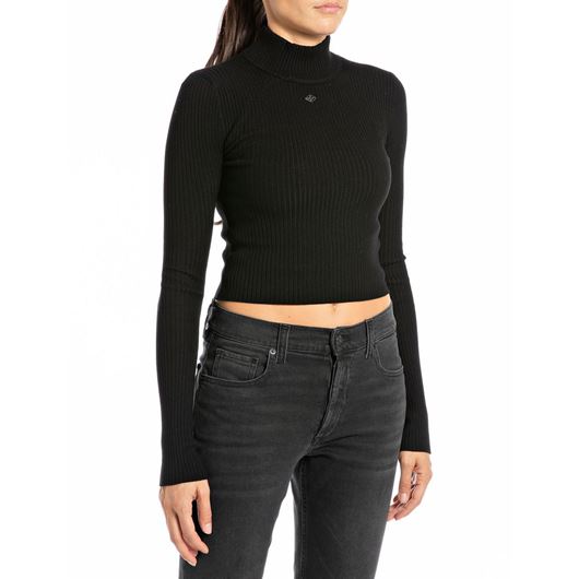 Снимка на REPLAY WOMEN'S SLIM FIT RIBBED PULLOVER WITH MOCK NECK