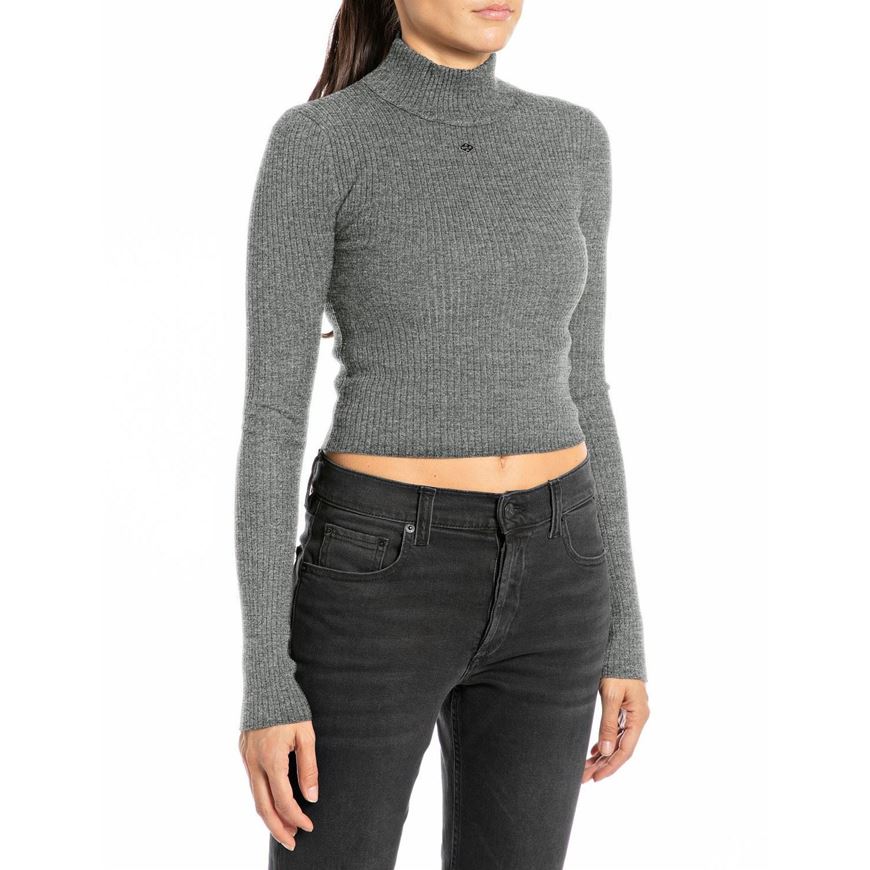 Снимка на REPLAY WOMEN'S SLIM FIT RIBBED PULLOVER WITH MOCK NECK