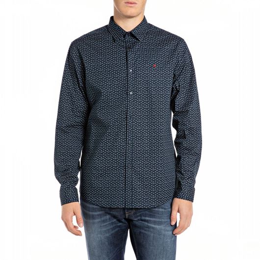 Снимка на REPLAY MEN'S POPLIN SHIRT WITH ALL OVER PRINT