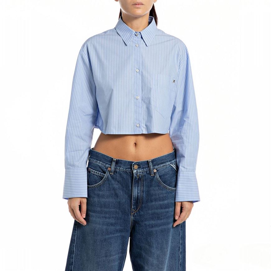 Снимка на REPLAY WOMEN'S CROPPED SHIRT IN STRIPED POPLIN